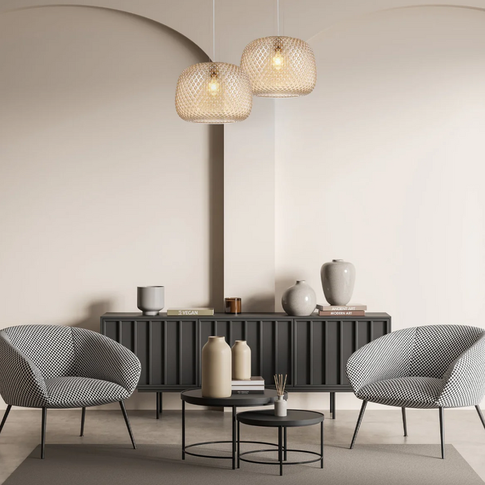 Labu Dome Glass with Segments Pendant Light Amber - LABU2