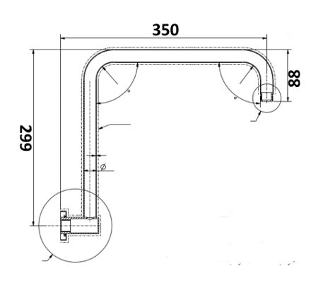 Akemi Hi Rise Shower Arm Brushed Nickel - 10368NP