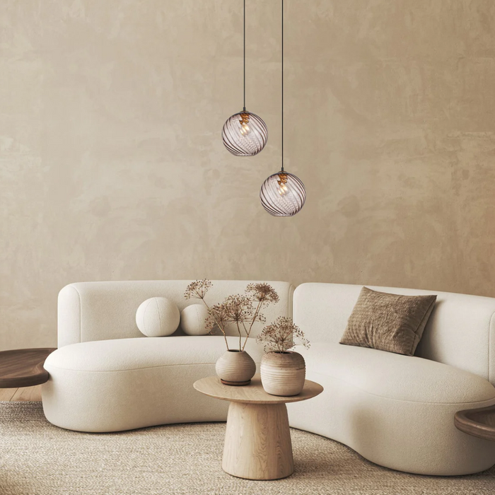 Espiral Wine Glass Shade Wavy Finish Round Pendant Coffee - ESPIRAL2