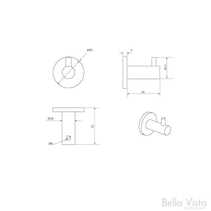 LVB Mica Robe Hook Living Brass - 1153-S-P-LVB