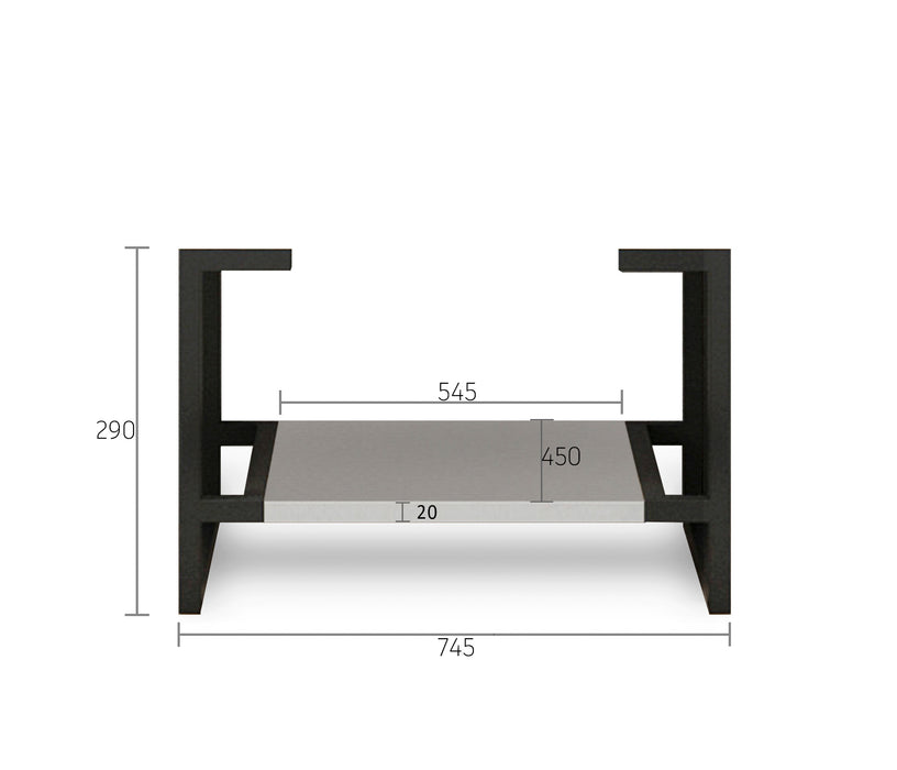 Boston Legs and shelf Only 750X450 Matte Grey - LEG-BOSTON750G