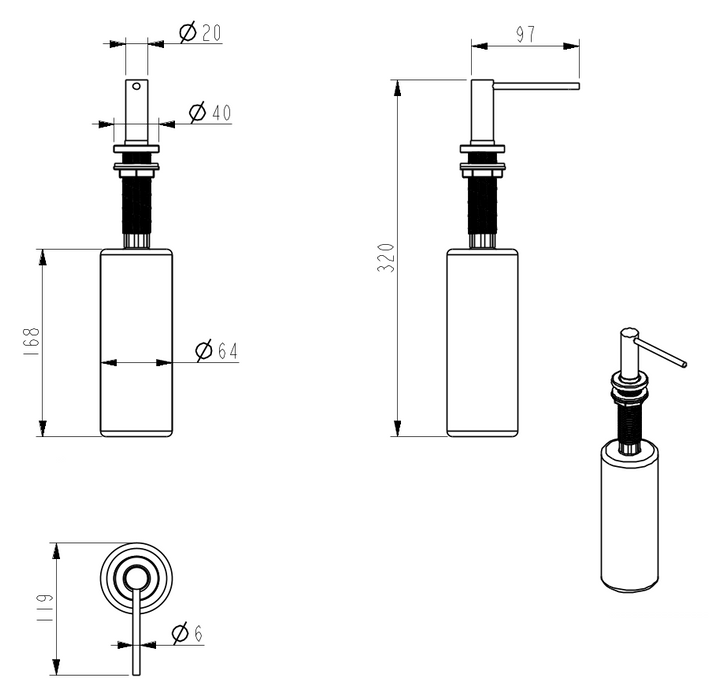 Mica Soap Dispenser Gunmetal - 11SD-P-GM