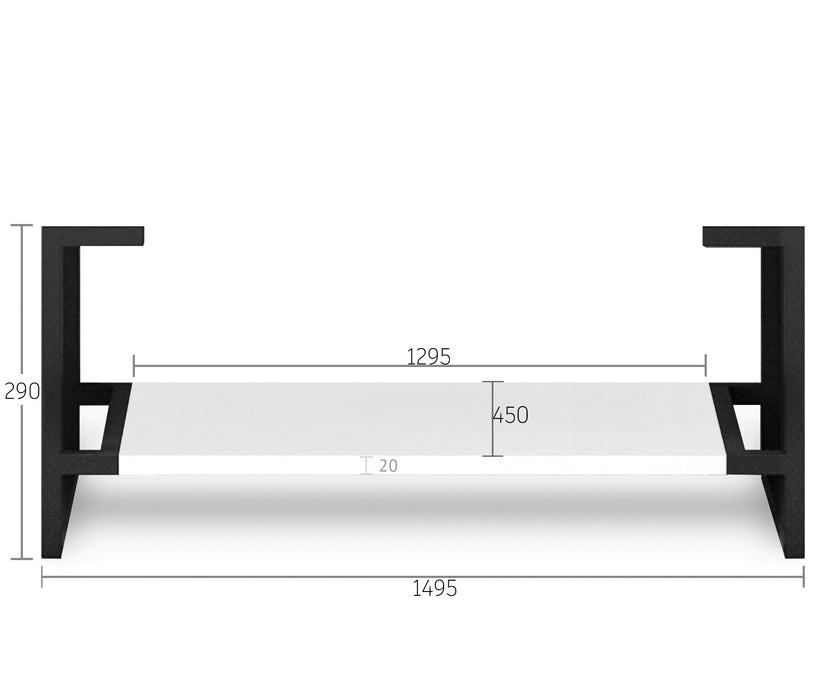 Boston Legs and shelf Only 1500X450 Matte White - LEG-BOSTON1500W