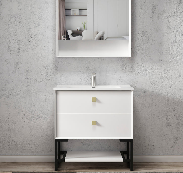 Boston Legs and shelf Only 750X450 Matte White - LEG-BOSTON750W