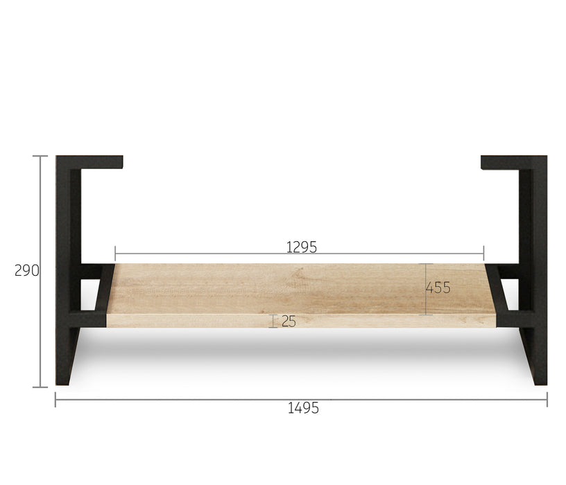 Byron Legs and shelf Only 1500X450 Natural Oak - LEG-BYRON1500N