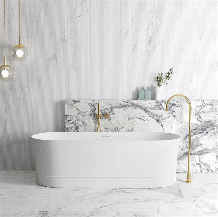 Attica Bondi 1700mm Freestanding Bath With Overflow Matte White - ABBT-1700-MW-OF