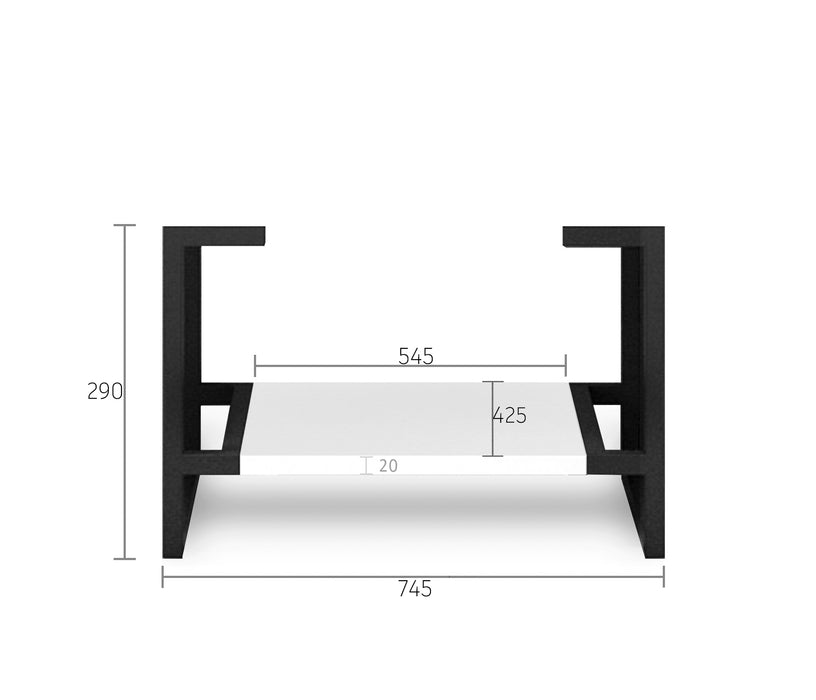 Noosa Legs and shelf Only 750X450 Matte White - LEG-NOOSA750W