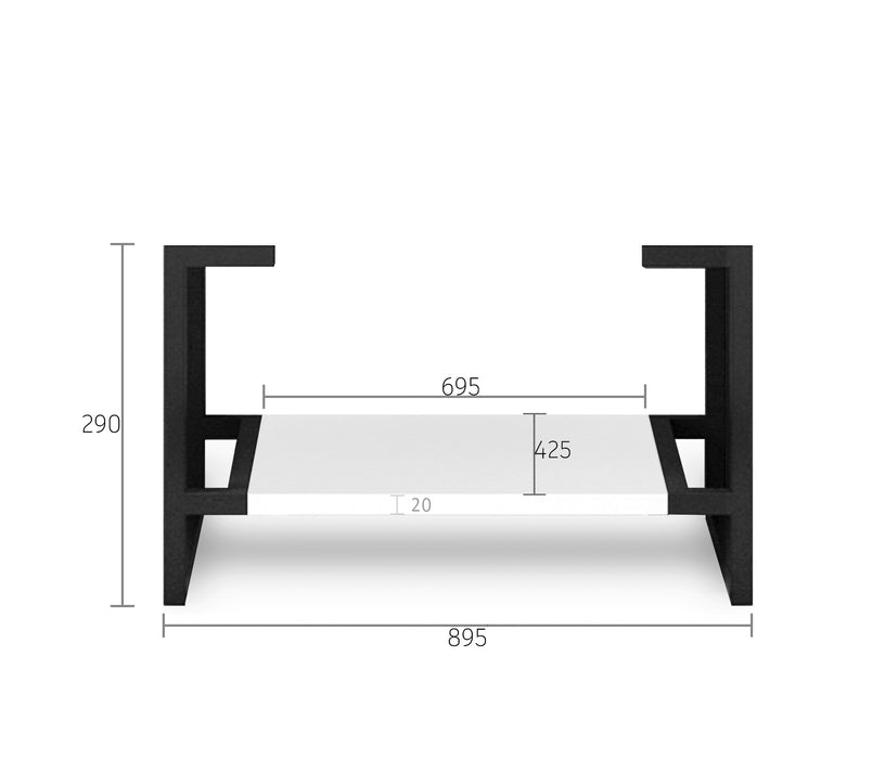 Noosa Legs and shelf Only 900X450 Matte White - LEG-NOOSA900W