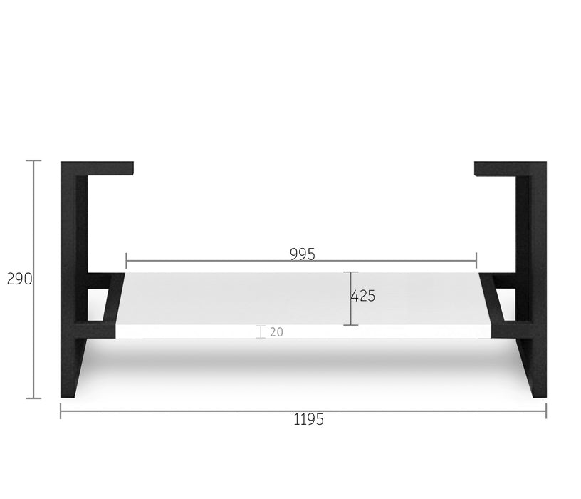 Noosa Legs and shelf Only 1200X450 Matte White - LEG-NOOSA1200W
