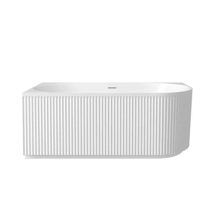Attica Havana 1500mm Fluted Left Corner Bath With Overflow Gloss White - AHBT-1500L-OF