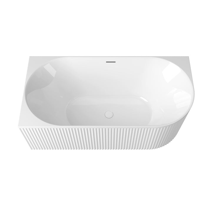 Attica Havana 1500mm Fluted Left Corner Bath With Overflow Gloss White - AHBT-1500L-OF