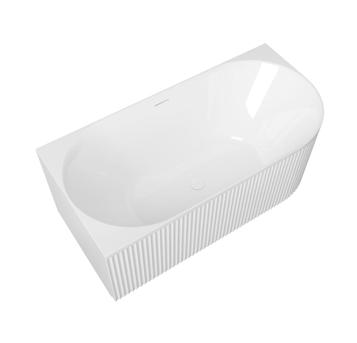 Attica Havana 1500mm Fluted Left Corner Bath With Overflow Gloss White - AHBT-1500L-OF
