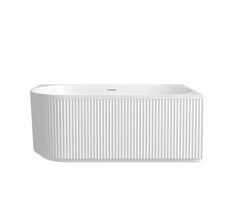 Attica Havana 1500mm Fluted Right Corner Bath With Overflow Gloss White - AHBT-1500R-OF