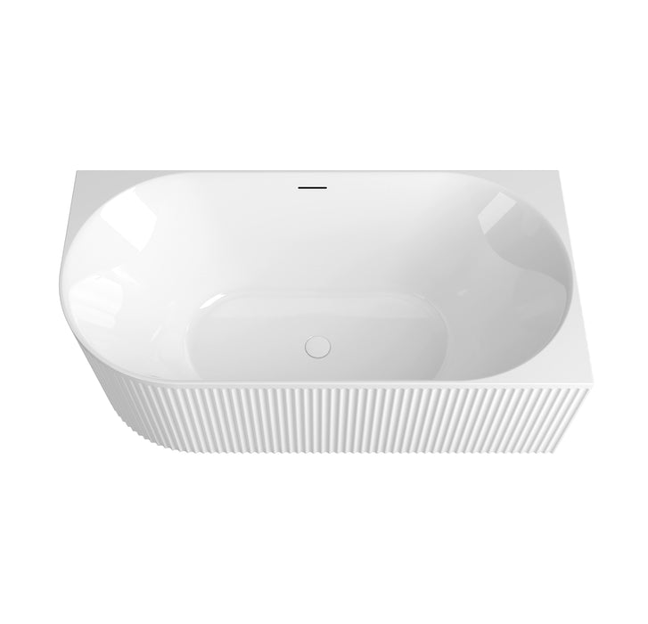 Attica Havana 1500mm Fluted Right Corner Bath With Overflow Gloss White - AHBT-1500R-OF