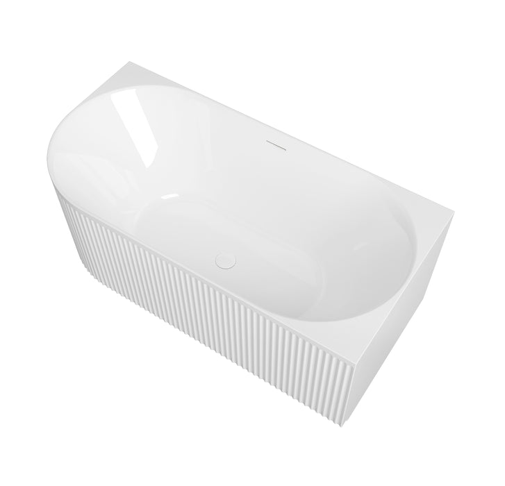 Attica Havana 1500mm Fluted Right Corner Bath With Overflow Gloss White - AHBT-1500R-OF