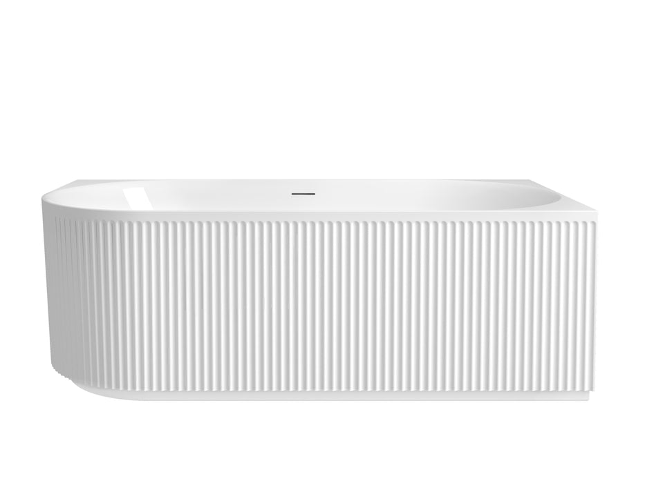 Attica Havana 1700mm Fluted Right Corner Bath With Overflow Gloss White - AHBT-1700R-OF