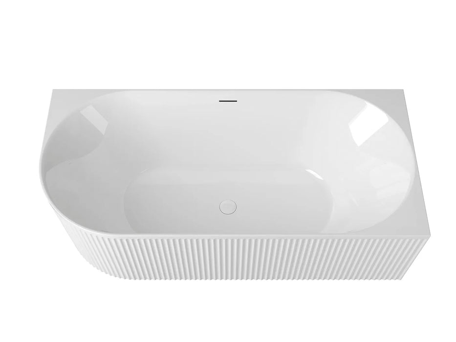 Attica Havana 1700mm Fluted Right Corner Bath With Overflow Gloss White - AHBT-1700R-OF