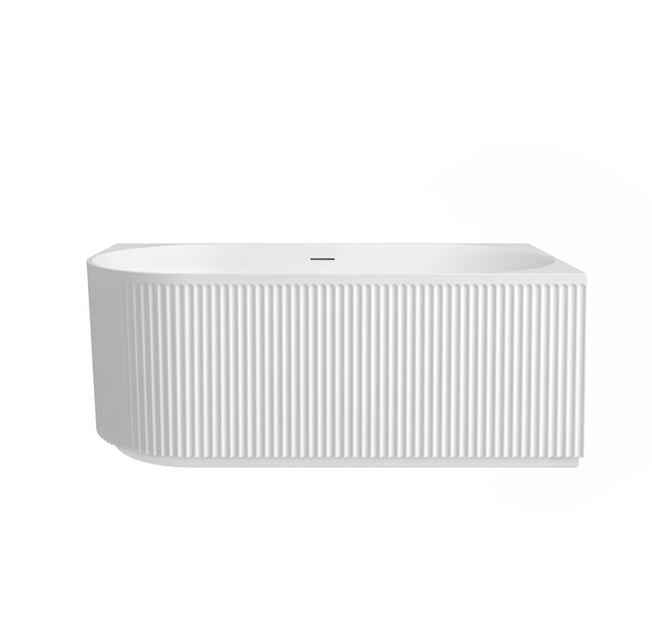 Attica Havana 1500mm Fluted Right Corner Bath With Overflow Matte White - AHBT-1500RMW-OF