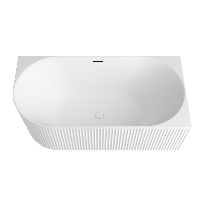 Attica Havana 1500mm Fluted Right Corner Bath With Overflow Matte White - AHBT-1500RMW-OF