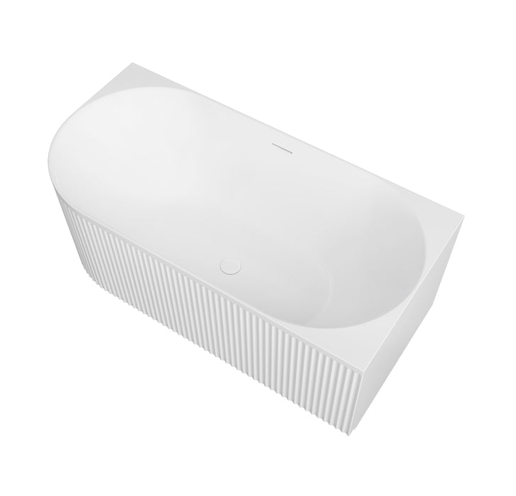 Attica Havana 1500mm Fluted Right Corner Bath With Overflow Matte White - AHBT-1500RMW-OF