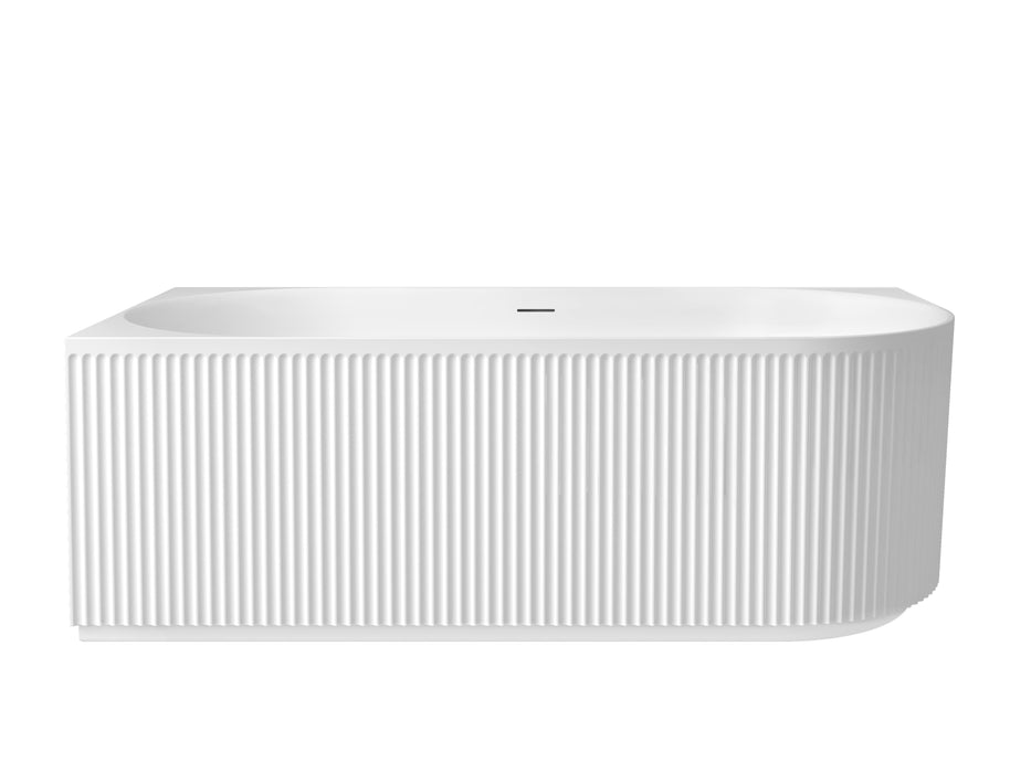 Attica Havana 1700mm Fluted Left Corner Bath With Overflow Matte White - AHBT-1700LMW-OF