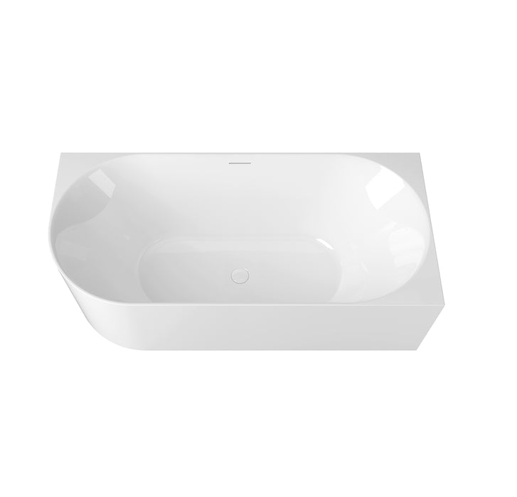 Attica Celine 1700mm Right Corner Bath With Overflow Gloss White - ACBT-1700R-OF