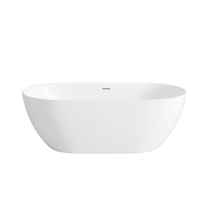 Attica Manolo 1300mm Freestanding Bath With Overflow Gloss White - AMBT-1300-OF