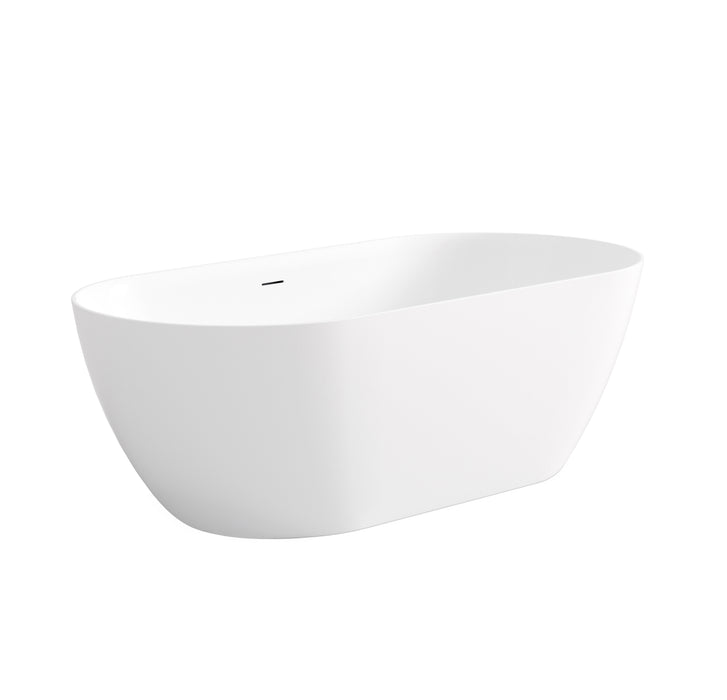 Attica Manolo 1300mm Freestanding Bath With Overflow Gloss White - AMBT-1300-OF