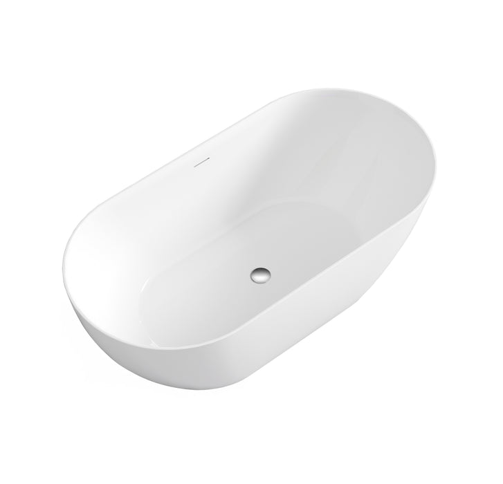 Attica Manolo 1300mm Freestanding Bath With Overflow Gloss White - AMBT-1300-OF