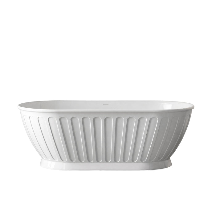 Attica Kensington 1700mm Fluted Freestanding Bath With Overflow Gloss White - AKBT-1700-OF