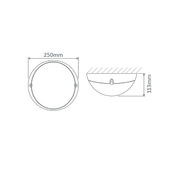 Buy Outdoor Close To Ceiling Lights Australia Polydome Outdoor Close To Ceiling Light W250mm Black Polycarbonate - 18645