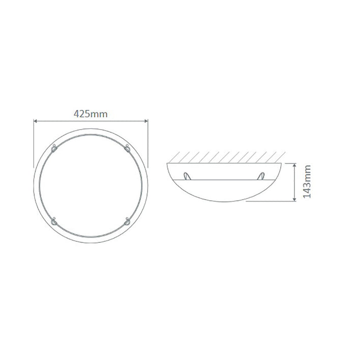 Buy Outdoor Close To Ceiling Lights Australia Polydome Outdoor Close To Ceiling 2 Lights W425mm Silver Polycarbonate - 18653