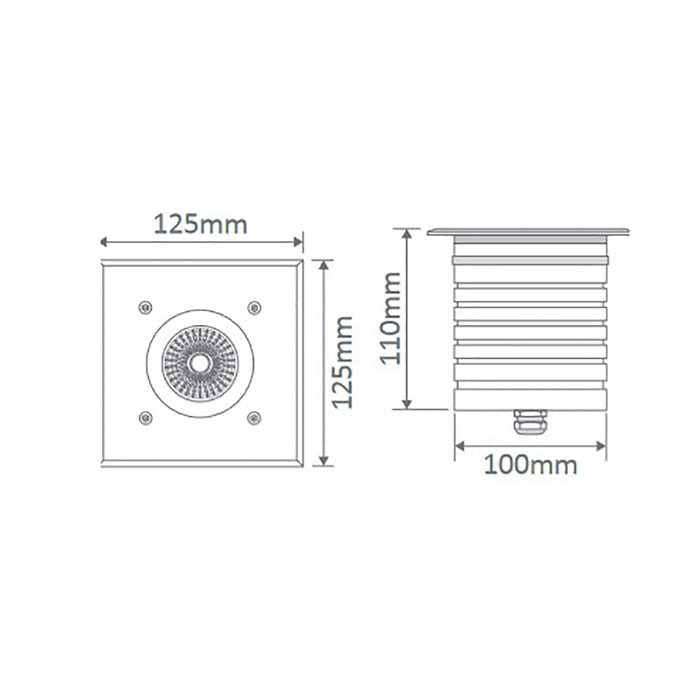 Buy Inground Lights Australia Modula Square Inground Light 24V Aluminium 3000K - 19422