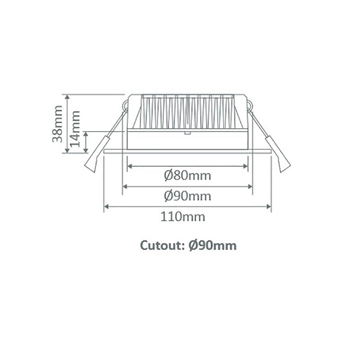 Buy Recessed Downlights Australia Deco Square Recessed Downlight 13W White Aluminium 3CCT - 20425