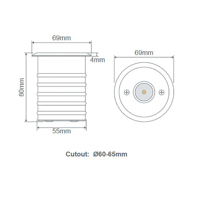 Buy Inground Lights Australia Magneto Inground Light 24V 3W 25° Stainless Steel 5000K - 21081