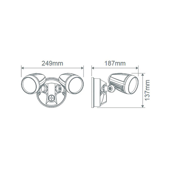 Buy Exterior Spotlights Australia Muro Exterior Spot 2 lights 30W Black Aluminium 3CCT - 25059