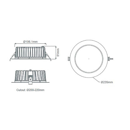 Buy Recessed LED Downlights Australia Neo-Pro Recessed LED Downlight 35W White Aluminium 3CCT - 20920