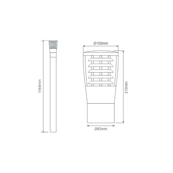 Buy Bollard Lights Australia BL-300 Bollard Light H1164mm White Aluminium - 10744