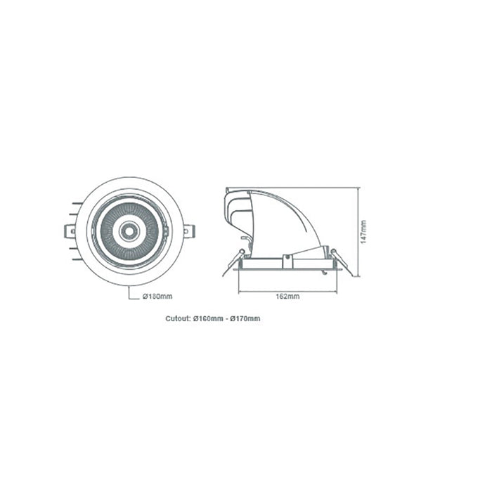 Buy Recessed LED Downlights Australia Scoop Recessed LED Downlight 25W White Aluminium 3CCT / DALI - 20473