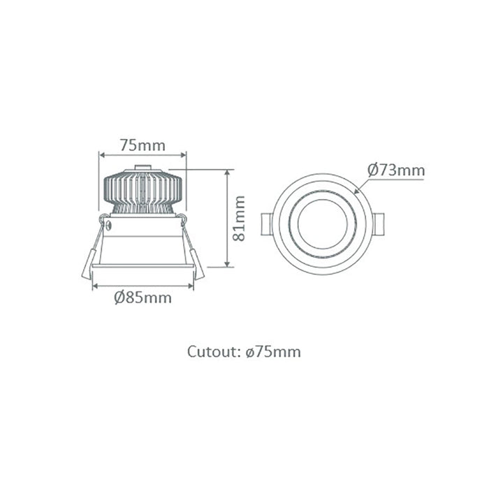Buy Recessed LED Downlights Australia Deep Recessed Downlight 10W Black Aluminium 3CCT - 21729