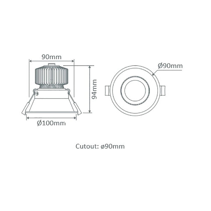 Buy Recessed LED Downlights Australia Deep Recessed LED Downlight 13W White Aluminium 3CCT / DALI - 21736