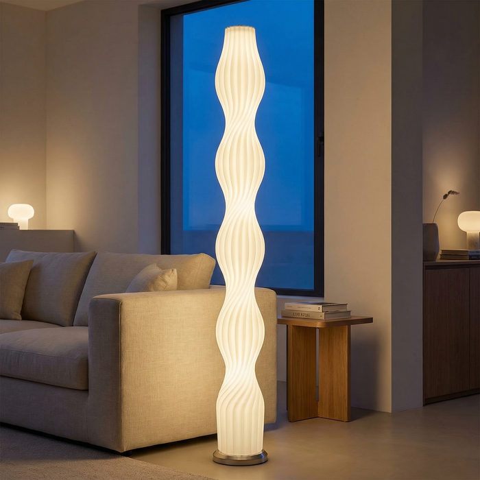 Cholla LED Floor Lamp 24W 4000K Nickel & White - CHOLLA FL-NKWH