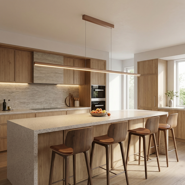 Torben 2400mm LED Pendant Light 46W 3CCT Brown - TORBEN PE240-BRW