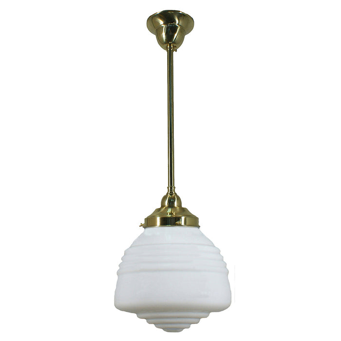 Buy Pendant Lights Australia Single Rod Pendant Brass With Domec Opal Matt Glass - 3000270