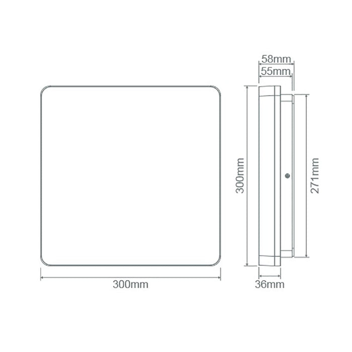 Buy LED Oyster Lights Australia Sunset Square LED Oyster Light W300mm White Polycarbonate 3CCT - 20887