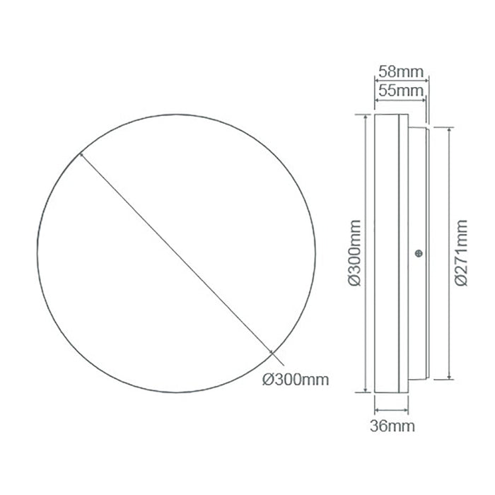 Buy LED Oyster Lights Australia Sunset Round LED Oyster Light W300mm White Polycarbonate 3CCT - 20881