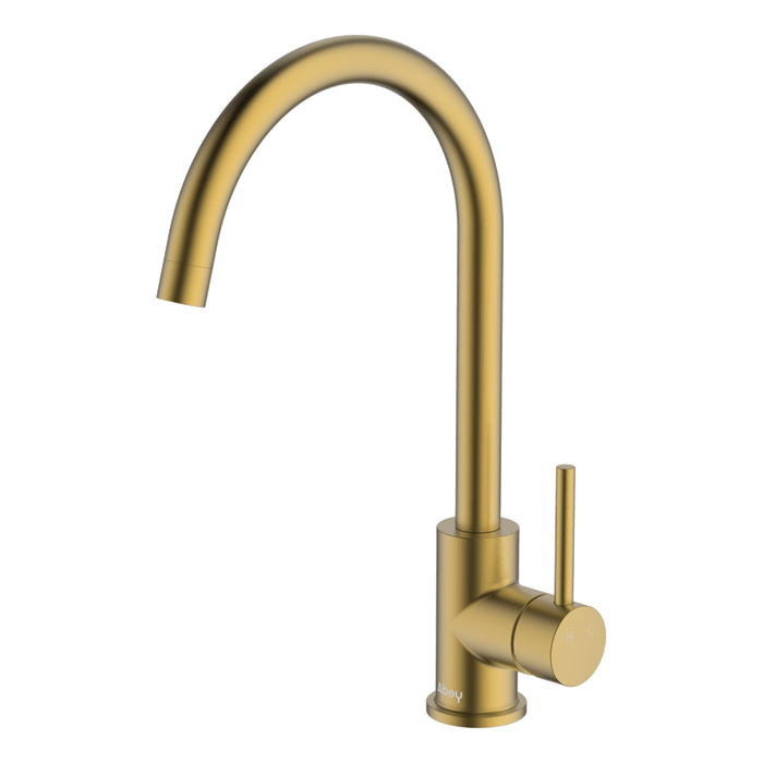 Lucia Goose Sidelever Kitchen Mixer Lead Free Brushed Brass - 3K4-BB-LF