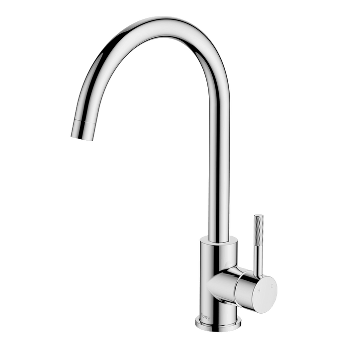 Lucia Knurled Handle Goose Sidelever Kitchen Mixer Lead Free Chrome - 3K4-K-LF