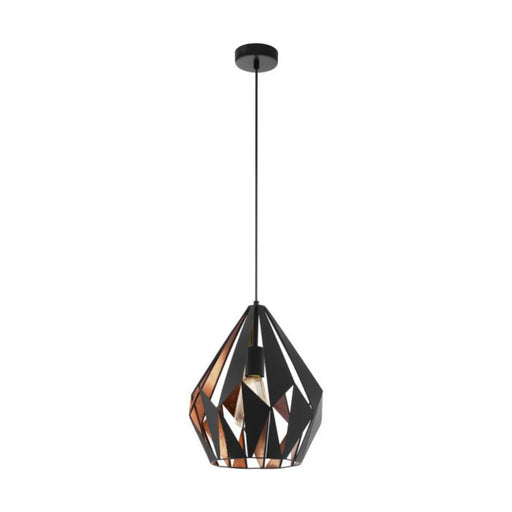 Buy Pendant Lights Australia Carlton 1 Light Pendant Medium Black and Copper Steel - 49254N