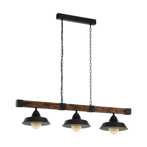 Buy Island Pendant Lights Australia Oldbury 3 Light Pendant Black and Rustic Brown - 49685